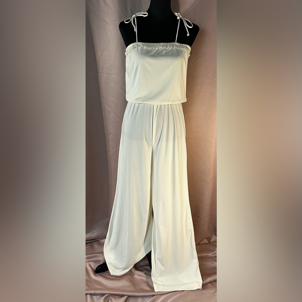 COPY - VINTAGE (1977) Wedding Jumpsuit w/Duster Lace Trim